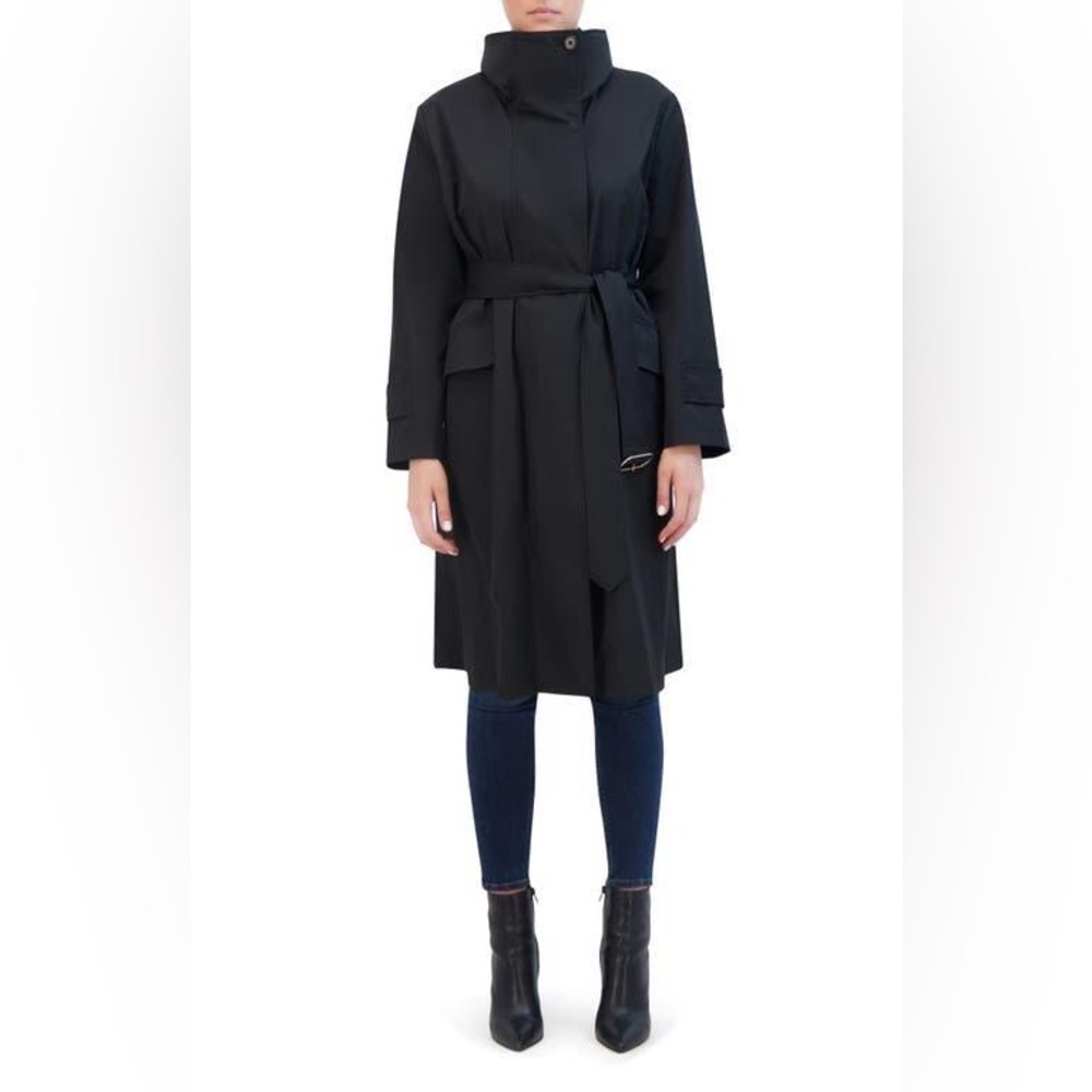 Rebecca Minkoff  Belted Funnel Neck Trench Coat Jacket - Black - Small - NWT